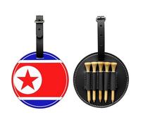 UBBVPKY Juego De Soportes para Tees De Golf De Cuero Sintético: Soporte para Tees De Golf Correa Ajustable Y Bolsa Organizadora con Estampado De La Bandera De La República De Corea del Norte