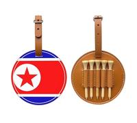 UBBVPKY Juego De Soportes para Tees De Golf De Cuero Sintético: Soporte para Tees De Golf Correa Ajustable Y Bolsa Organizadora con Estampado De La Bandera De La República De Corea del Norte