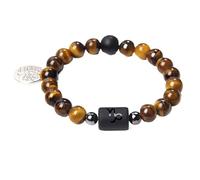 UBBVPKY Pulsera De 12 Cuentas De Constelación Espiritual Con Signos Zodiaco Para Hombres Mujeres Pulsera Elástica De Piedra De Ojo De Tigre Natural De 8 Mm Regalo Para Novios Novias Capricornio