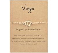 UBBVPKY Pulsera De Cadena Con Colgante De Signo Del Zodíaco - Pulseras De Eslabones De Las 12 Constelaciones, Joyería Astrológica Celestial, Regalo Para Mujeres Y Hombres, Virgo