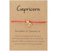 UBBVPKY Pulsera De Constelación Del Zodiaco Para Hombre Y Mujer, Hecha A Mano, Ajustable, De Cuerda Roja De La Suerte, Joyería De Astrología Y Horóscopo, Regalos, Pulsera Unisex Capricornio