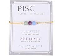 UBBVPKY Pulsera De Cuentas De Las 12 Constelaciones Del Zodíaco Para Hombre Y Mujer, Ajustable Con Piedras De Cristal Natural, Ideal Como Regalo De Cumpleaños O Aniversario Para Piscis