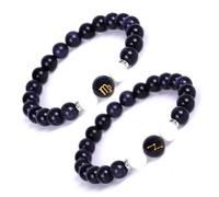 UBBVPKY Pulsera De Cuentas Del Zodiaco Para Hombre Y Mujer, 12 Constelaciones, 8Mm, Piedra Arenisca Azul Natural, Pulsera Elástica Para Cumpleaños, Navidad, Virgo