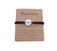 UBBVPKY Pulsera De Cuentas Trenzada Hecha A Mano Para Hombre, Pulsera Ajustable De Las 12 Constelaciones Para Mujer, Regalo De Joyería Para Parejas, Astrología, Horóscopo, Acuario