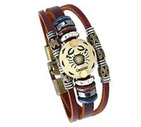 UBBVPKY Pulsera De Cuero Punk Vintage Para Hombre Y Mujer Con Constelación Pulsera Espiritual Tejida A Mano Con Signos Del Zodíaco Regalos De Joyería Para Pareja Cáncer