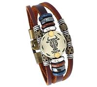 UBBVPKY Pulsera De Cuero Punk Vintage Para Hombre Y Mujer Con Constelación Pulsera Espiritual Tejida A Mano Con Signos Del Zodíaco Regalos De Joyería Para Pareja Tauro