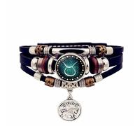 UBBVPKY Pulsera De Cuero Sintético Estilo Punk Con Doce Constelaciones, Pulsera Vintage Multicapa Que Brilla En La Oscuridad Para Hombres Y Mujeres, Joyería Luminosa, Tauro