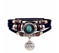 UBBVPKY Pulsera De Cuero Sintético Estilo Punk Con Doce Constelaciones, Pulsera Vintage Multicapa Que Brilla En La Oscuridad Para Hombres Y Mujeres, Joyería Luminosa, Virgo