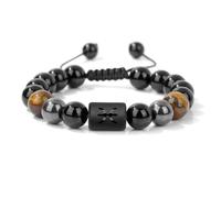 UBBVPKY Pulsera De Doce Constelaciones Zodiaco Espiritual Con Personalidad De Signos Zodiaco Pulsera Elástica De Piedra De Ojo De Tigre Natural De 10 Mm Para Mujeres Hombres Regalo De Joyería Piscis