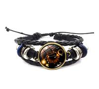 UBBVPKY Pulsera De Espíritu De Los Signos Del Zodíaco, Pulsera De Cuero Ajustable Multicapa De Las Doce Constelaciones, Pulsera De Manifestación Serena Para Mujeres Y Hombres, Leo
