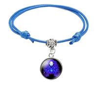 UBBVPKY Pulsera De Las 12 Constelaciones Del Zodiaco Para Hombre Y Mujer, Ajustable En Cuero Azul, Ideal Como Regalo De Cumpleaños O Aniversario Para Virgo