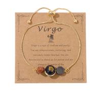 UBBVPKY Pulsera De Las 12 Constelaciones Del Zodiaco Para Mujer, Pulsera De Eslabones Astrológicos Con Horóscopo Y Piedra Arenisca Azul, Ajustable, Para Boda, Virgo