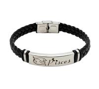UBBVPKY Pulsera De Las 12 Constelaciones - Joyería De La Suerte, Astrología Y Horóscopo, Pulsera Vintage De Cuero Sintético Trenzado Para Parejas, Para Mujeres Y Hombres, Regalo De Cumpleaños, Piscis