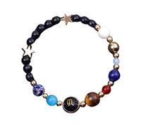 UBBVPKY Pulsera De Las 12 Constelaciones Para Hombre Y Mujer Arenisca Azul Natural, Hecha A Mano, Con Cuentas De Los Signos Del Zodíaco, Joyería Astrológica Y Horóscopo, Regalo Para Pareja Escorpio