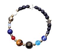 UBBVPKY Pulsera De Las 12 Constelaciones Para Hombre Y Mujer Arenisca Azul Natural, Hecha A Mano, Con Cuentas De Los Signos Del Zodíaco, Joyería Astrológica Y Horóscopo, Regalo Para Pareja Géminis