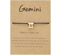 UBBVPKY Pulsera De Las 12 Constelaciones Para Hombre Y Mujer, Hecha A Mano, Ajustable, De Cuerda Negra, Para El Zodiaco, Astrología, Horóscopo, Joyería, Regalos, Pulsera Unisex, Géminis