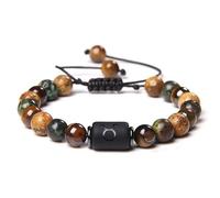 UBBVPKY Pulsera De Las 12 Constelaciones Para Mujer, Con Piedra De Ojo De Tigre Natural, Elástica, Para Hombre, Con El Signo Del Zodiaco, Joyería Astrológica, Regalos Para Parejas, Tauro