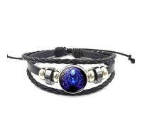 UBBVPKY Pulsera De Las Doce Constelaciones, Luminosa, Negra, Ajustable, De Cuero Tejido A Mano, Ideal Para El Horóscopo Y La Astrología, Virgo