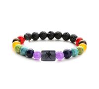 UBBVPKY Pulsera De Los Signos Del Zodíaco, 7 Chakras, Hecha A Mano, Con Cuentas De Las Doce Constelaciones, Piedra Natural, Elástica, Para Parejas, Regalo De Joyería Para Mujeres Y Hombres, Acuario