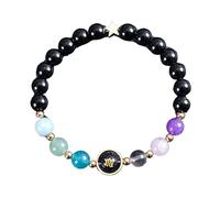 UBBVPKY Pulsera De Los Signos Del Zodíaco, Hecha A Mano, Con Cuentas Elásticas De Obsidiana Natural De Las Doce Constelaciones, Regalo De Joyería Para Mujeres Y Hombres, Virgo
