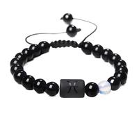 UBBVPKY Pulsera De Los Signos Del Zodíaco, Hecha A Mano, Con Cuentas Elásticas De Piedra Natural De Las Doce Constelaciones, Regalo De Cumpleaños Para Mujeres Y Hombres, Piscis