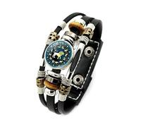 UBBVPKY Pulsera De Los Signos Del Zodíaco Para Mujer, Pulseras Multicapa Tejidas Con Las 12 Constelaciones Que Brillan En La Oscuridad Para Hombre, Joyería De Moda, Regalos Para Pareja, Leo