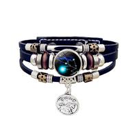 UBBVPKY Pulsera De Los Signos Del Zodíaco, Pulsera De Cuero Ajustable Multicapa De Las Doce Constelaciones, Pulsera Del Zodíaco Que Brilla En La Oscuridad Para Mujeres Y Hombres, Tauro