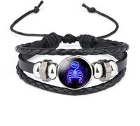 UBBVPKY Pulsera De Los Signos Del Zodíaco, Pulsera De Horóscopo Astrológico Para Hombres Y Mujeres, Pulsera De Cuero Ajustable Multicapa Con Las Doce Constelaciones Del Zodíaco Para Pareja, Escorpio