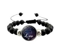 UBBVPKY Pulsera De Pareja Con Signos Del Zodiaco Que Brilla En Oscuridad - Pulsera Con Mapa Del Ajustable De Cuentas Negras De Las 12 Constelaciones Pulsera Del Horóscopo Joyería Astrológica Leo