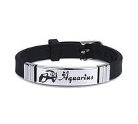 UBBVPKY Pulsera De Silicona Ajustable Con Las Doce Constelaciones Para Hombre Y Mujer, Con Dijes De Astrología, Horóscopo Y Zodíaco, Para Parejas, Acuario