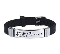 UBBVPKY Pulsera De Silicona Ajustable Con Las Doce Constelaciones Para Hombre Y Mujer, Con Dijes De Astrología, Horóscopo Y Zodíaco, Para Parejas, Piscis