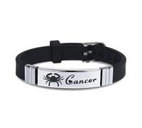 UBBVPKY Pulsera De Silicona Ajustable Con Las Doce Constelaciones Para Hombre Y Mujer, Con Dijes De Astrología, Horóscopo Y Zodíaco, Para Parejas, Cáncer