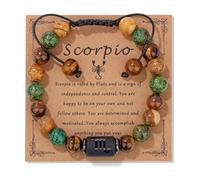 UBBVPKY Pulsera Elástica Personalizada Con Constelación Del Signo Del Zodíaco Y Cuentas De Turquesa Y Ojo De Tigre Regalo De Cumpleaños Para Hombres, Mujeres Y Escorpio