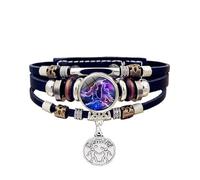 UBBVPKY Pulsera Trenzada Multicapa Ajustable Para Hombre Y Mujer, Con Los 12 Signos Del Zodiaco, Brilla En La Oscuridad, De La Serie Lucky, Géminis