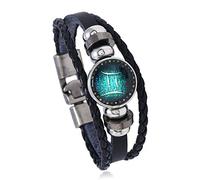 UBBVPKY Pulsera Vintage Multicapa Con Doce Constelaciones Del Zodiaco, Pulsera De Cuero Con Botón De Personalidad Para Mujeres Y Hombres, Regalo De Cumpleaños, Géminis