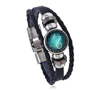 UBBVPKY Pulsera Vintage Multicapa Con Doce Constelaciones Del Zodiaco, Pulsera De Cuero Con Botón De Personalidad Para Mujeres Y Hombres, Regalo De Cumpleaños, Capricornio
