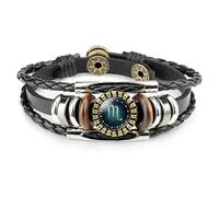 UBBVPKY Pulsera Vintage Multicapa Punk Con Los Signos Del Zodiaco Para Mujer Pulsera Con Colgante De Cuero Trenzado Con Las 12 Constelaciones Regalo Para Hombre Y Mujer Con El Signo Zodiacal Escorpio