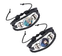 UBBY 2 pulseras Demon Slayer para parejas, joyas de anime, joyas de dibujos animados, regalo para cumpleaños, Navidad, cosplay, accesorios de ropa, Eine Grösse, Cuero sintético, Sin piedras preciosas