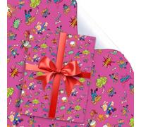 UBBY 5 unidades de papel de regalo DogMan de 51 x 75 cm, papel de estraza duradero DogMan, paquete de papel de regalo para cumpleaños infantiles, fiestas, decoración festiva (rojo rosa)