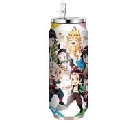 UBBY Demon Slayer Botella de agua de acero inoxidable de 500 ml, botellas deportivas plegables de acero inoxidable con pajita, diseño divertido de dibujos animados para niños y adultos (danza)