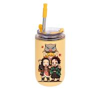 UBBY Demon Slayer Termo de acero inoxidable, botella de agua de 280 ml, a prueba de fugas, con pajita para el hogar, la oficina y el aire libre (amarillo)
