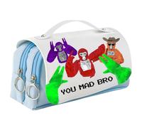 UBBY Estuche con cremallera Gorilla Tag para lápices liso de gran capacidad y asa, estuche para lápices para escuela, viajes, regalo, Grillete verde, 21 x 10 x 7cm, Retro