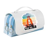 UBBY Estuche con cremallera Gorilla Tag para lápices liso de gran capacidad y asa, estuche para lápices para escuela, viajes, regalo, Curso de rayas, 21 x 10 x 7cm, Retro