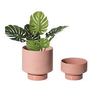 UBEE Macetas de cerámica para Plantas de Interior de 5.43 Pulgadas y 4.61 Pulgadas, Cesta de suculentas con Agujero de Drenaje, platillo, Juego de 2, Terracota