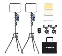 UBeesize 2 paneles de luz LED de vídeo con soporte de trípode de 160 cm, luz de vídeo LED de 13 pulgadas, regulable, 2500 - 8500 K, iluminación para grabación de vídeo de YouTube, fotos, transmisión