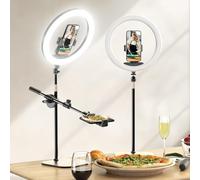 UBeesize 30.5cm Anillo de luz LED con trípode para teléfono móvil, trípode para teléfono móvil con anillo de luz anular, luz LED regulable para grabación de vídeo