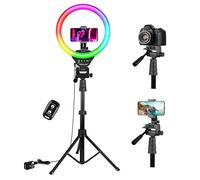 UBeesize Anillo de luz de 12 Pulgadas RGB, trípode de 170 cm con Disparador Remoto, 3 Colores y 35 RGB, Modelo Regulable, Anillo de luz para Selfie, transmisión en Vivo, Maquillaje, TIK Tok, Youtube