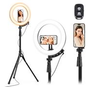 UBeesize Anillo de luz mejorado de 12 pulgadas con soporte de trípode de 62 pulgadas y soporte magnético para teléfono, luz LED para selfie para iPhone con control remoto inalámbrico, luz circular