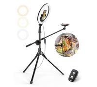 UBeesize Anillo de luz para Selfie de 12 Pulgadas con Soporte y Soporte para teléfono, trípode Plegable de 62 Pulgadas para iPhone con luz de Anillo, luz de teléfono para grabación de Video, Cocina,