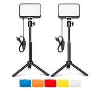 UBeesize Foco Fotografia, 2piezas Kit de Luz LED de Video Iluminación Continua Regulable de 6000K con Trípode y Filtros de Color Focos para Grabación de Video, Disparo